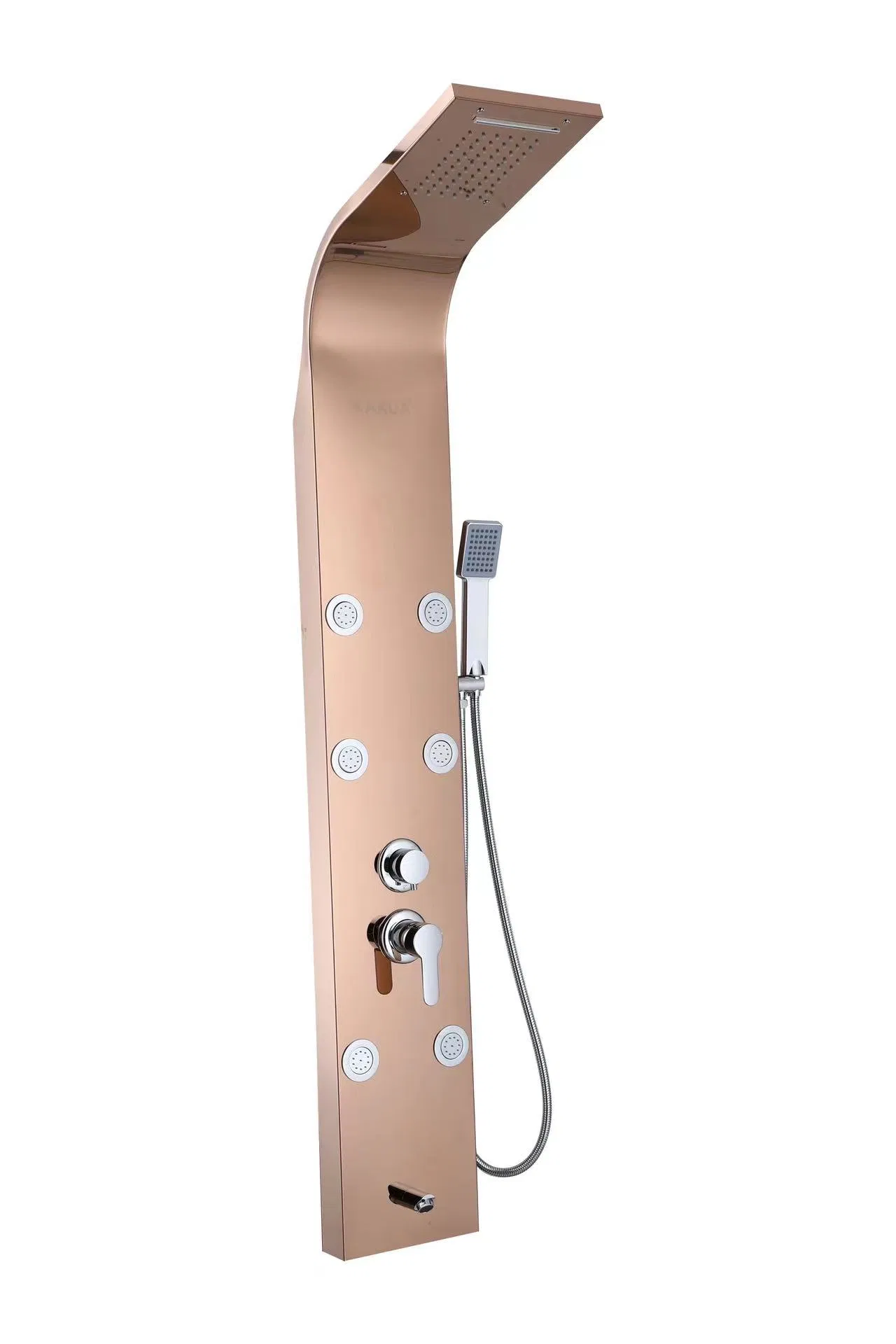 Rose Gold Color Stainless Steel Shower Panel with Waterfall and Massage