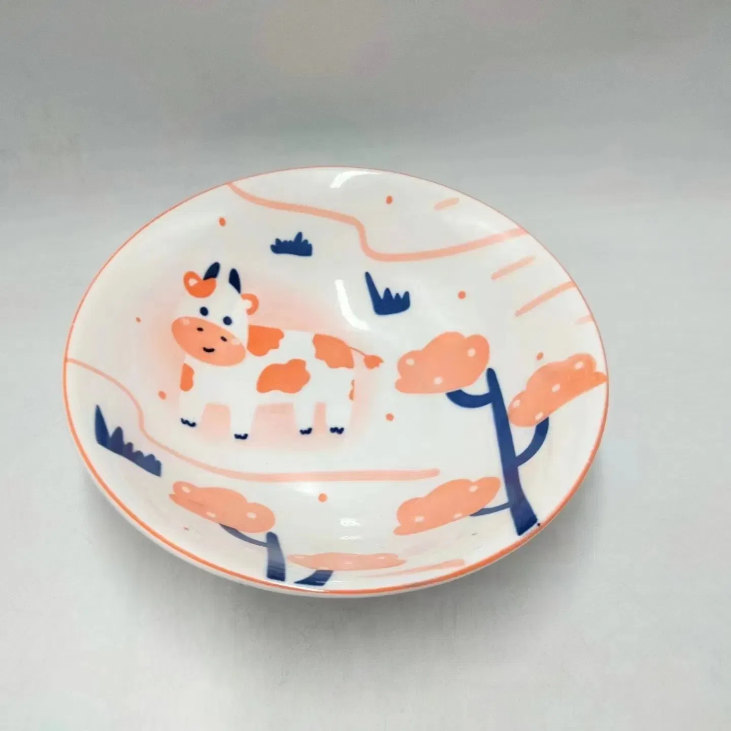 Hot Selling 7"Food Bowl with Hands Glass Pad Printing Stoneware Porcelainware Tableware