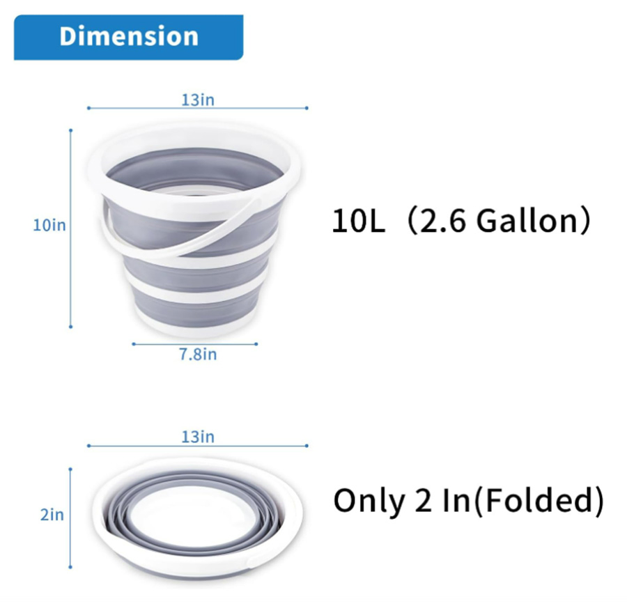 10L 2.6 Gallon Cleaning Mop Bucket Folding Collapsible Bucket