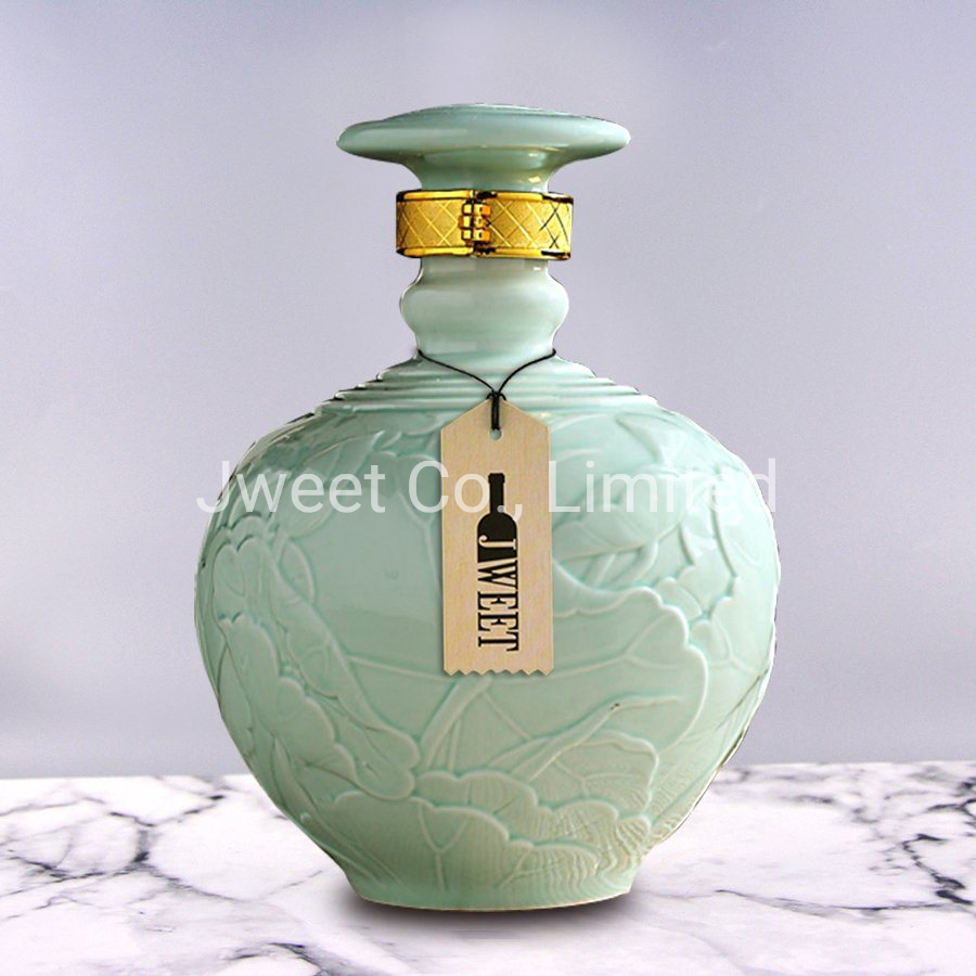 Custom Round 1.75 Liter L Porcelain Storage Bottle