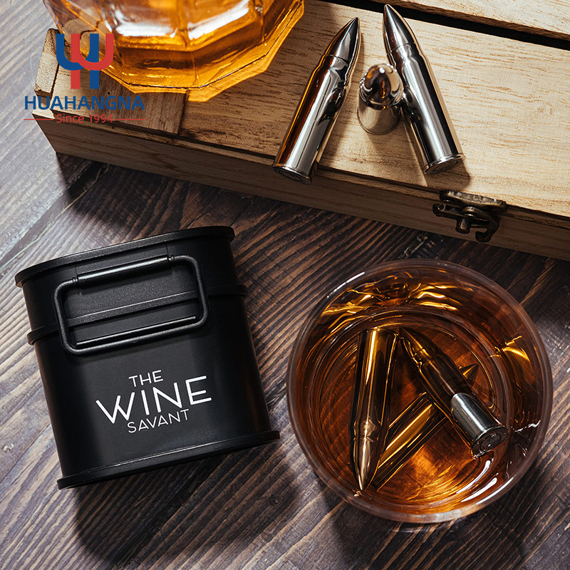 Custom Logo Whisky Chilling Stones 304 Stainless Steel Ice Cubes Whiskey Rock Stone Set