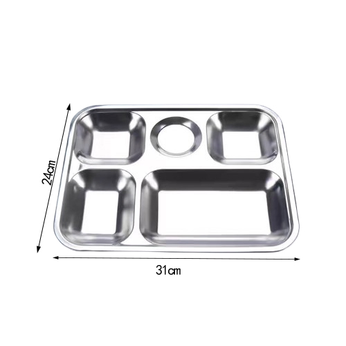 Elegant Stainless Steel Divided Serving Tray with Galvanized Surface Finish
