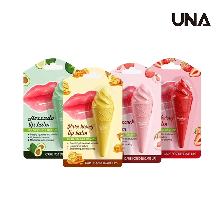 Wholesale 6g Sadoer Avocado Honey Peach Fruit Lip Balm Ice Cream Shaped Hydrating Moisturizing Oil Lip Balm for Lip Care