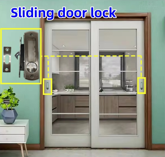 Sliding Folding Cupboard Hidden Concealed Door Steel Lock Set with Key Wooden Hook Door Lock for Aluminium Glass Cabinet Door