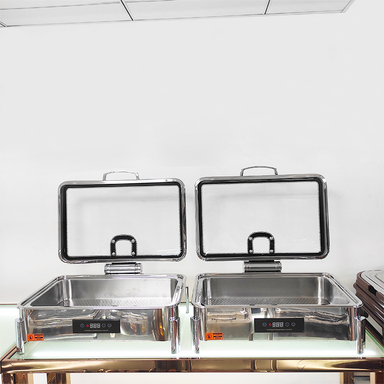 Catering Equipment Stainless Steel Rectangular Electric Food Warmer Buffet Stove Restaurant Chafing Dish