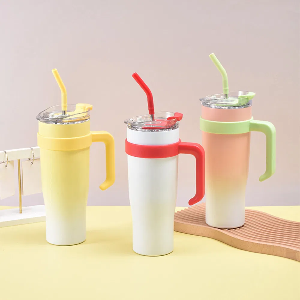 KS1212 Customized Gradient Color 40oz Office Stainless Steel Bottle with Straw