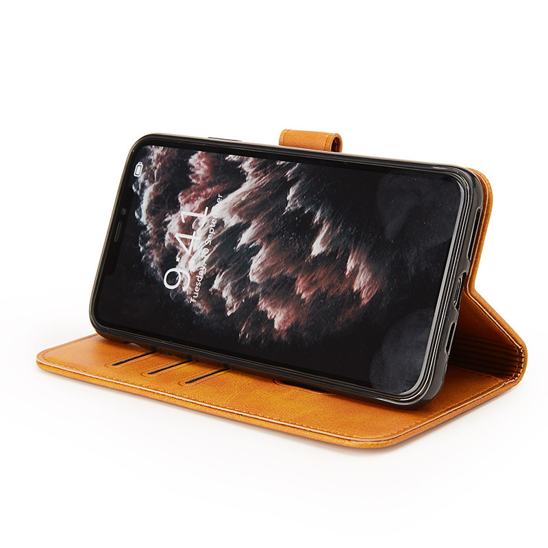 Faux Leather Magnetic Snap Card Protective Cover Case for iPhone 8 7 6s 6 Plus 13 14 15 Plus Pro Max