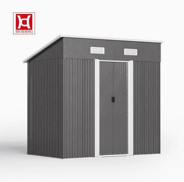 Durable Gray Metal Shed for Outdoor Tool Storage