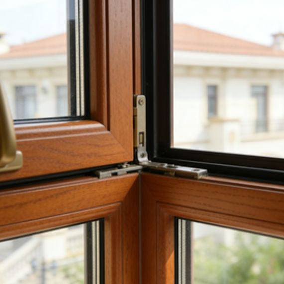 High-Quality Decorative Solid Wood Composite Casement Window