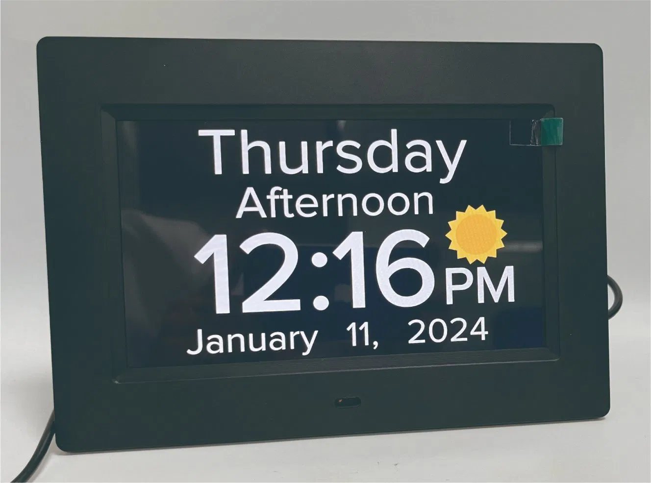 Digital Calendar Alarm Day Clock - with 7" Large Display, for Impaired Vision People, The Aged Seniors, for Desk, Wall Mounted with Custom Logo