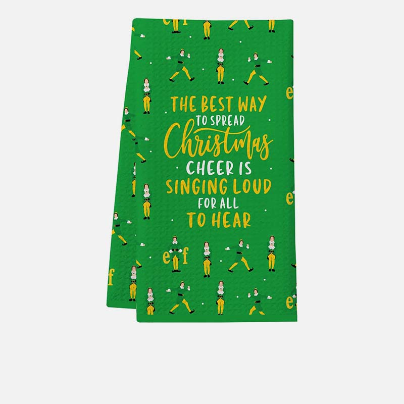 Christmas Digital Printing Hand Towels Quick Dry Waffle Machine Wash Kitchen Towel