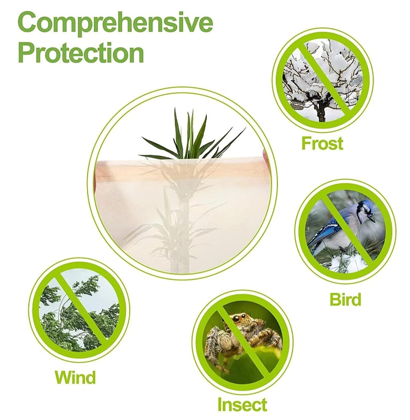 Plant Covers Freeze Protection Frost Cloth for Outdoor Plants Thickened Winter Tree Covers with Zipper Drawstring
