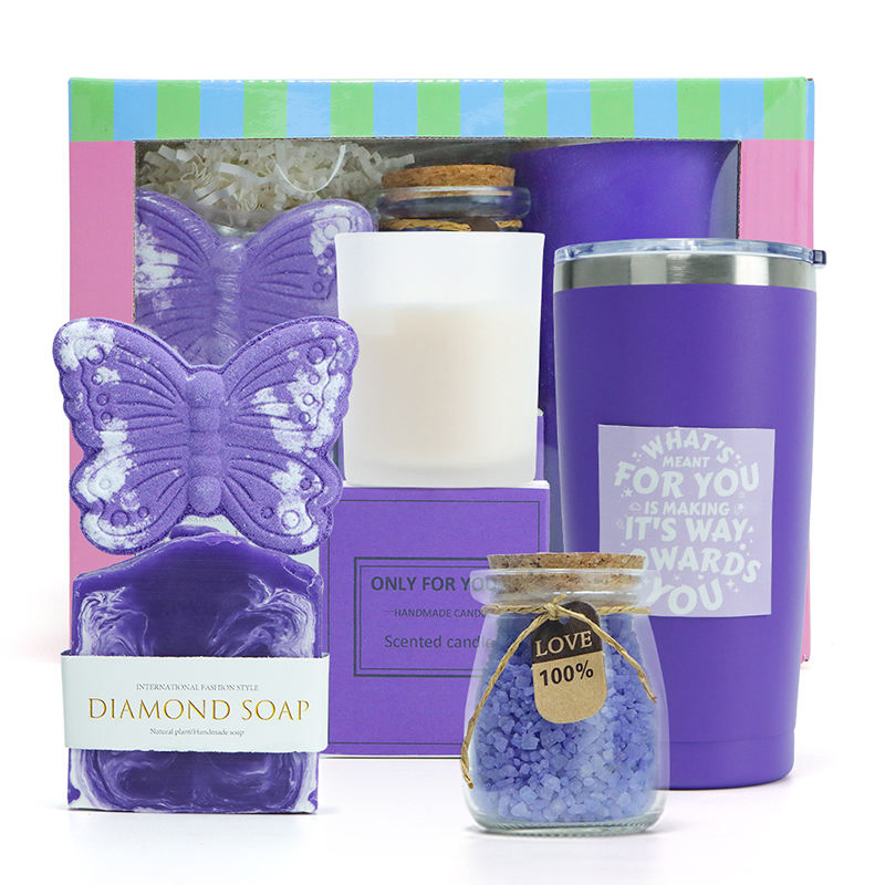 Natural Organic Self Care Gifts for Women Scented Candle Handmade Soap Bath Salt Bath Bomb Relaxing SPA Gifts
