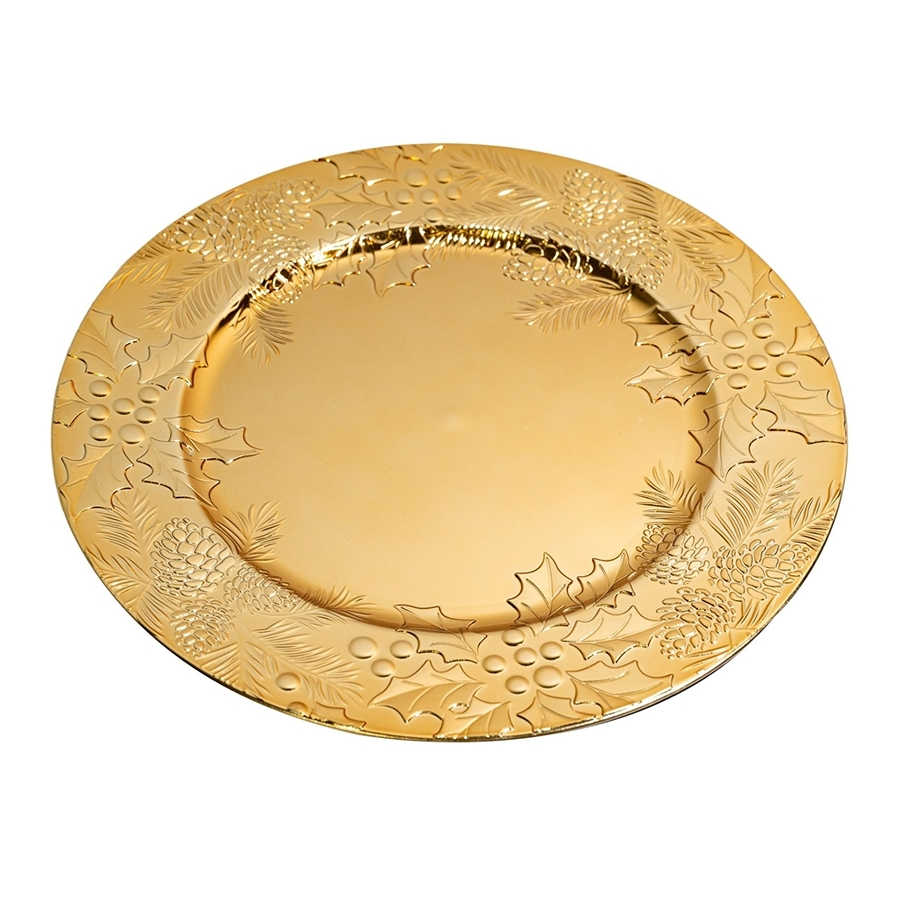 Excellent Display Gold Color PP Material Plastic Disposable Non-Slip Charger Plate