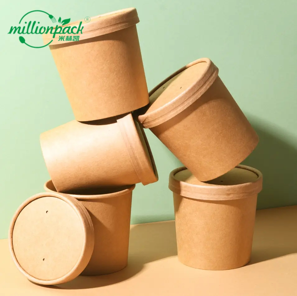 Sustainable Kraft Soup Bowl with Eco PLA Lining for Hot Serve