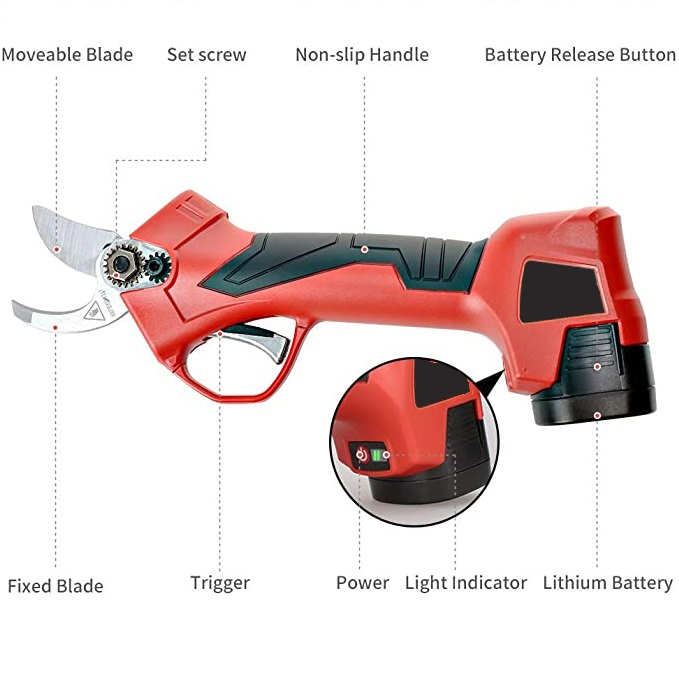 25 mm Electric Battery Pruner Flrist Scissor Bonsai Pruner Giardinaggio Tools Wood Cutting Trimer Electric Pruning Shear