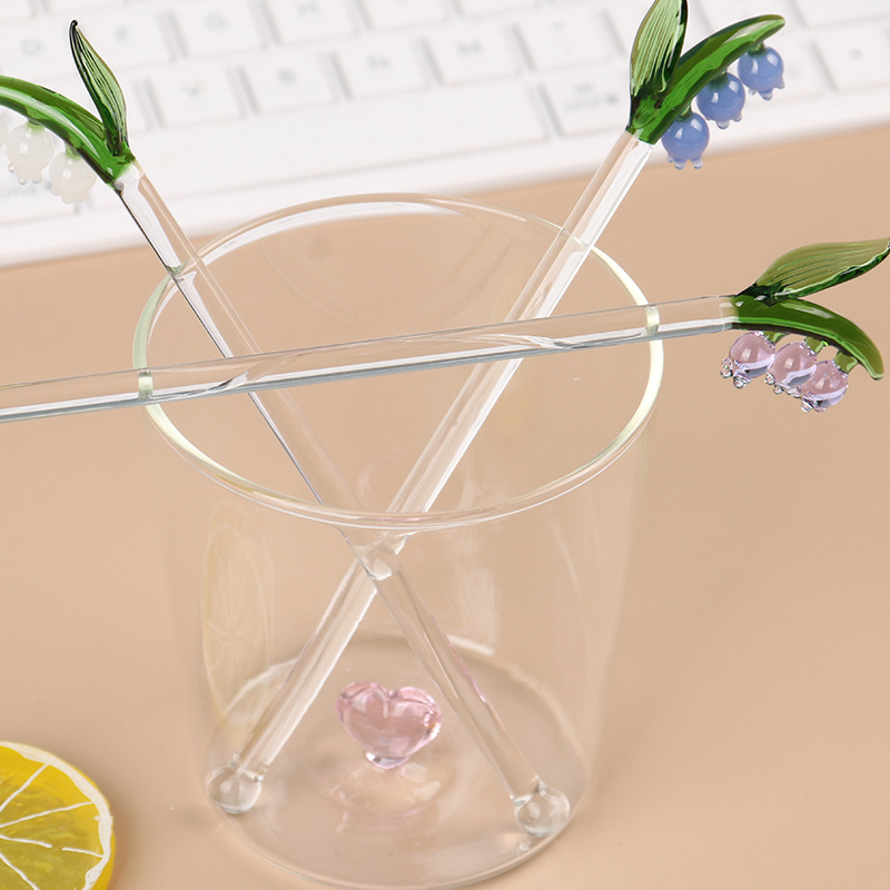 Heat Resistant Multicolor Glass Stirring Rod Reusable Colorful Coffee Stirring Swizzle Stick