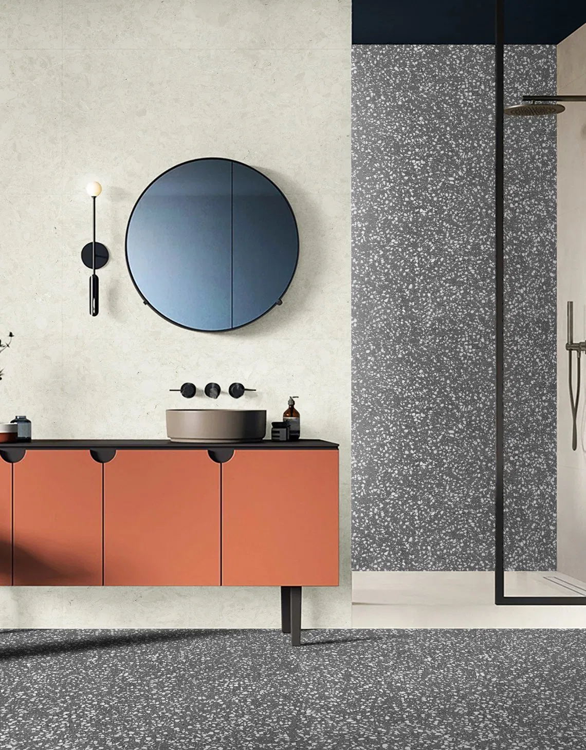 Artificial Stone Marble Sesame Gray Terrazzo Customized Size Black White for Countertop and Big Slabs and Tile