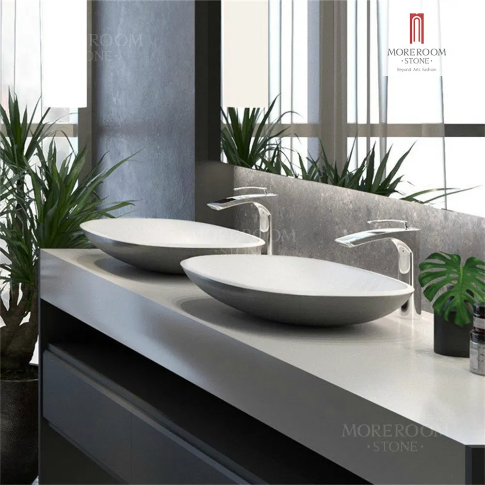 Bathroom Pure White Acrylic Solid Surface Sheets Vanity Top