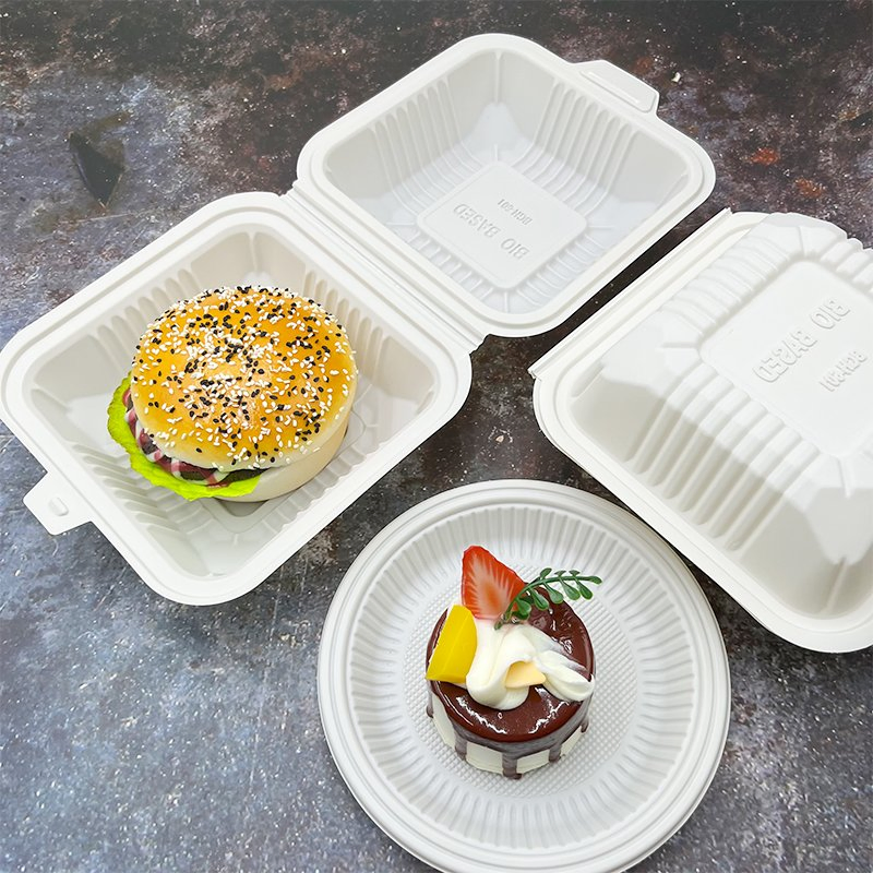 Meal Packaging Biodegradable Hamburger Container Take out Burger Clamshell Boxes