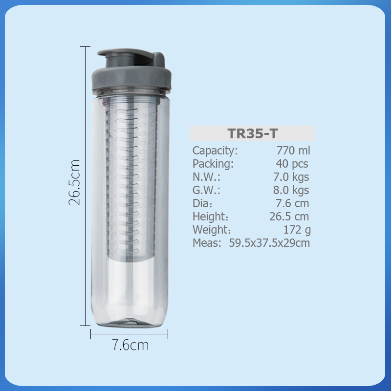 660-2000ml Plastic Sports Cup Filter Separation Fruit Cup Lemon Cup Gift Cup Plastic Sports Water Bottle