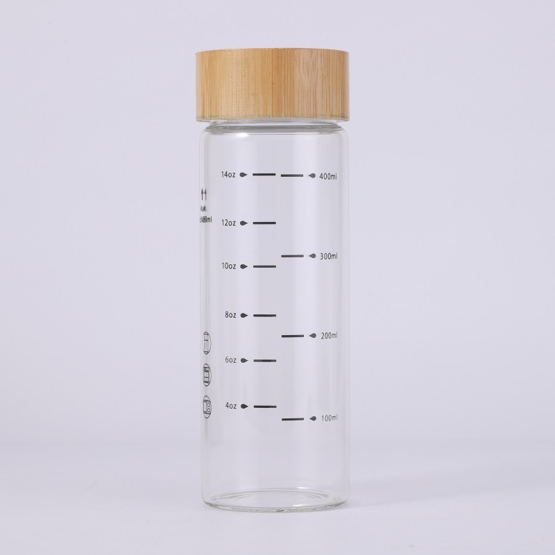 Стеклянная бутылка с бамбуковой крышкой 600/480/360 мл