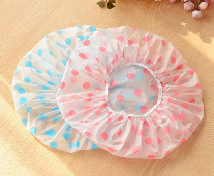 Disposable PE Shower Cap with Cherry Design in Pink