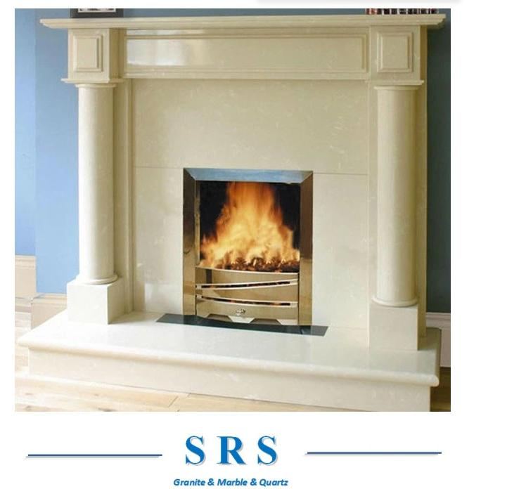 Customize White Classic Granite Marble Stone Electric Heater Fireplace Mantel