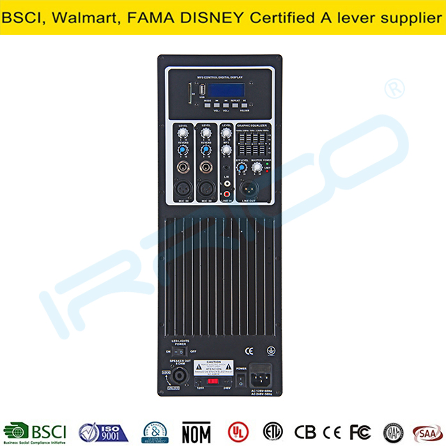 250W RMS Powered Amplifier Full Range Built-in Mixer Class Ab Professional Amplifier Dedicated of Speaker Systems USB, SD, LCD
