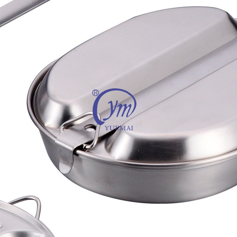 Tactical Stainless Steel Mess Tin Outdoor Hiking Camping Cookware Mess Kit