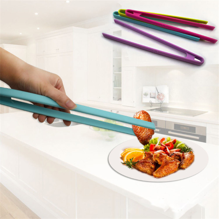 Steak Clamp Ice Baking Bread BBQ Clip Silicone Long Food BBQ Tongs