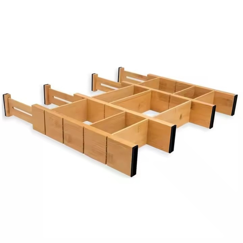 Adjustable Bamboo Drawer Dividers with Inserts Expandable Drawer Separators