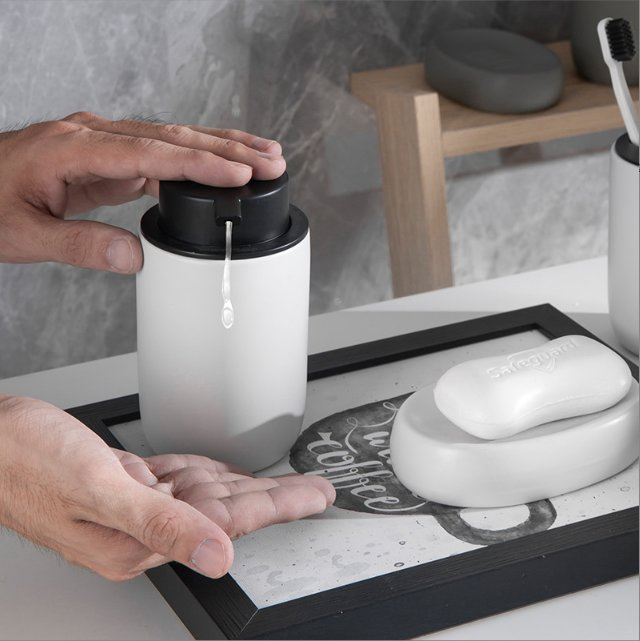 Compact Ceramic Cup Stackable Storage Bathroom Accessories 4PCS