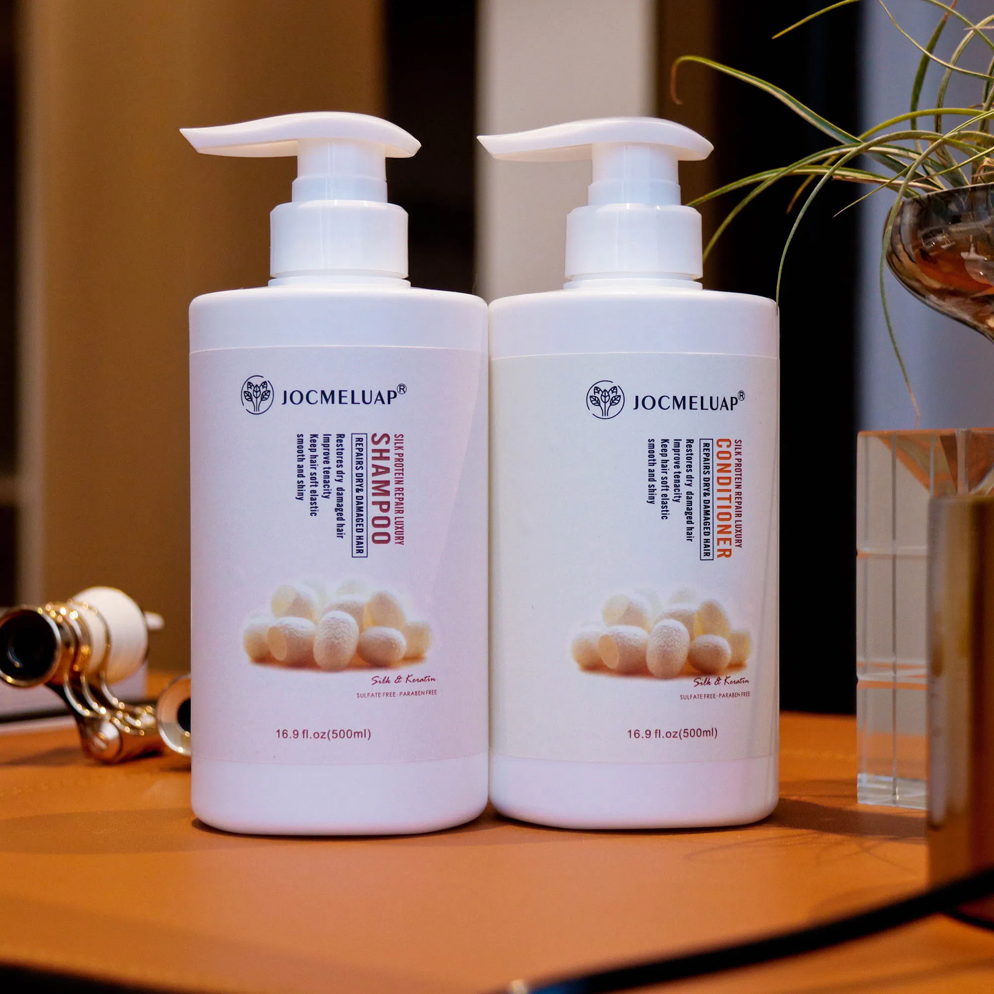 Private Label Nourishing Moisturizing Protein Silk Repairing Shampoo and Conditioner Set Strong Silky Shiny Healthy Renewed Repair Hair