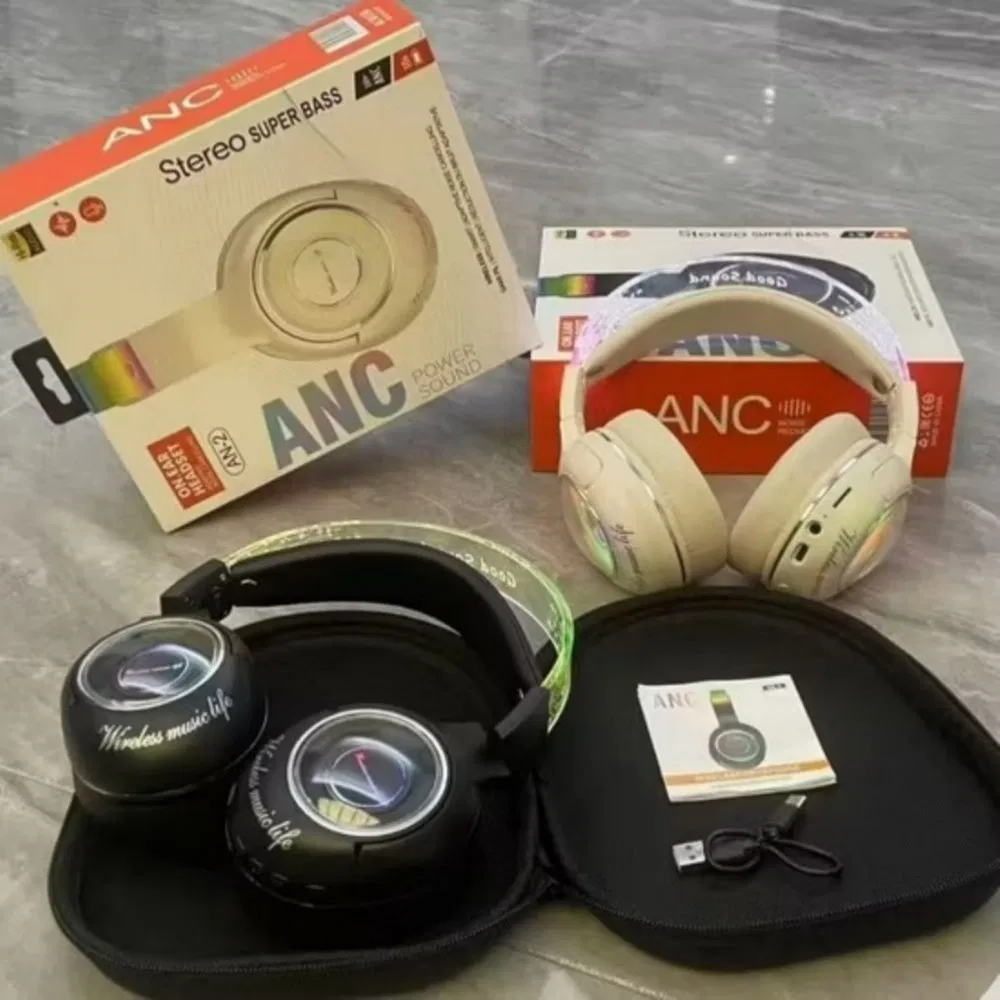 Накладные Bluetooth-наушники ANC с RGB-подсветкой и кейсом