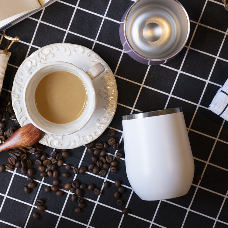 Customized 12oz Thermal Wine Glasses High-Quality Stainless Steel Wine Tumbler with Insulated Lid