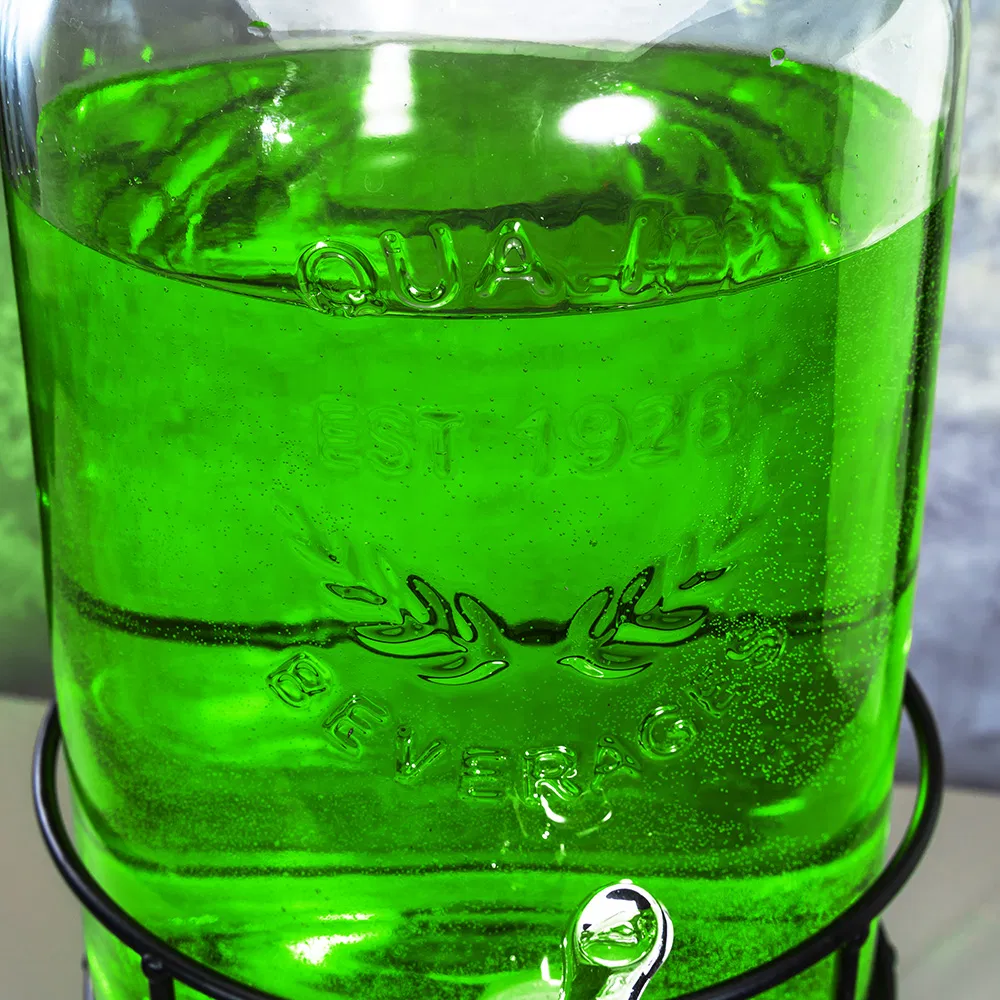 5.5L Round Glass Fruit Juice Bottle Lemonade Soda Water Dispensadores De Bebidas Cold Drink Dispenser with Stand and Tap