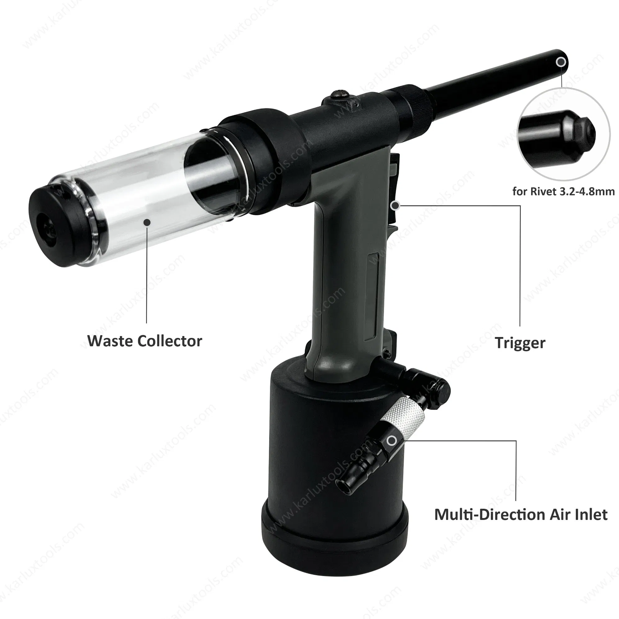 Wholesale Industrial Rivet 3.2-4.8mm Extended Pneumatic Rivet Gun Long Barrel Air Hydraulic Riveter for Narrow Space