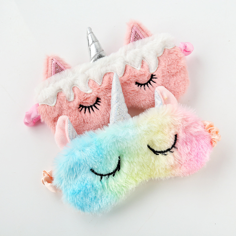 Custom Kids Eyemask 3D Cute Unicornn Cartoon Soft Plush Horn Sleeping Eyemask