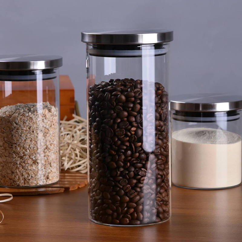 Custom Kitchen Round Storage Glass Tank /Jar with Steel Lid