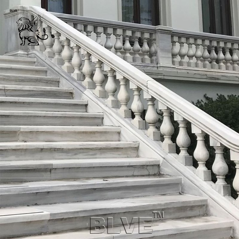 Modern Staircase Railing design Natural Stone Baluster Marble Handrail Factory Price