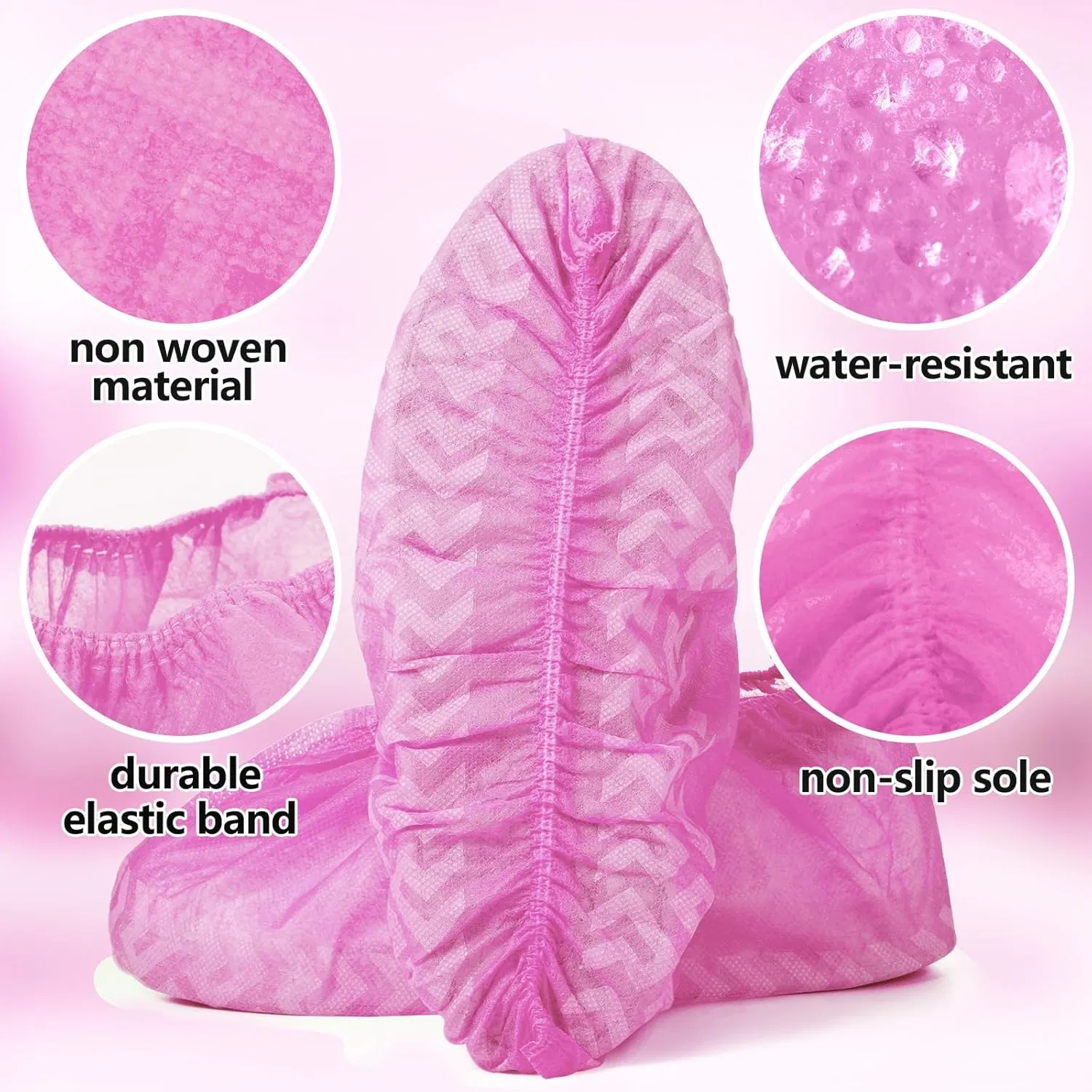 Pink Non-Slip Durable Thicked Non-Woven Overshoes Protector Disposable Shoe Cover