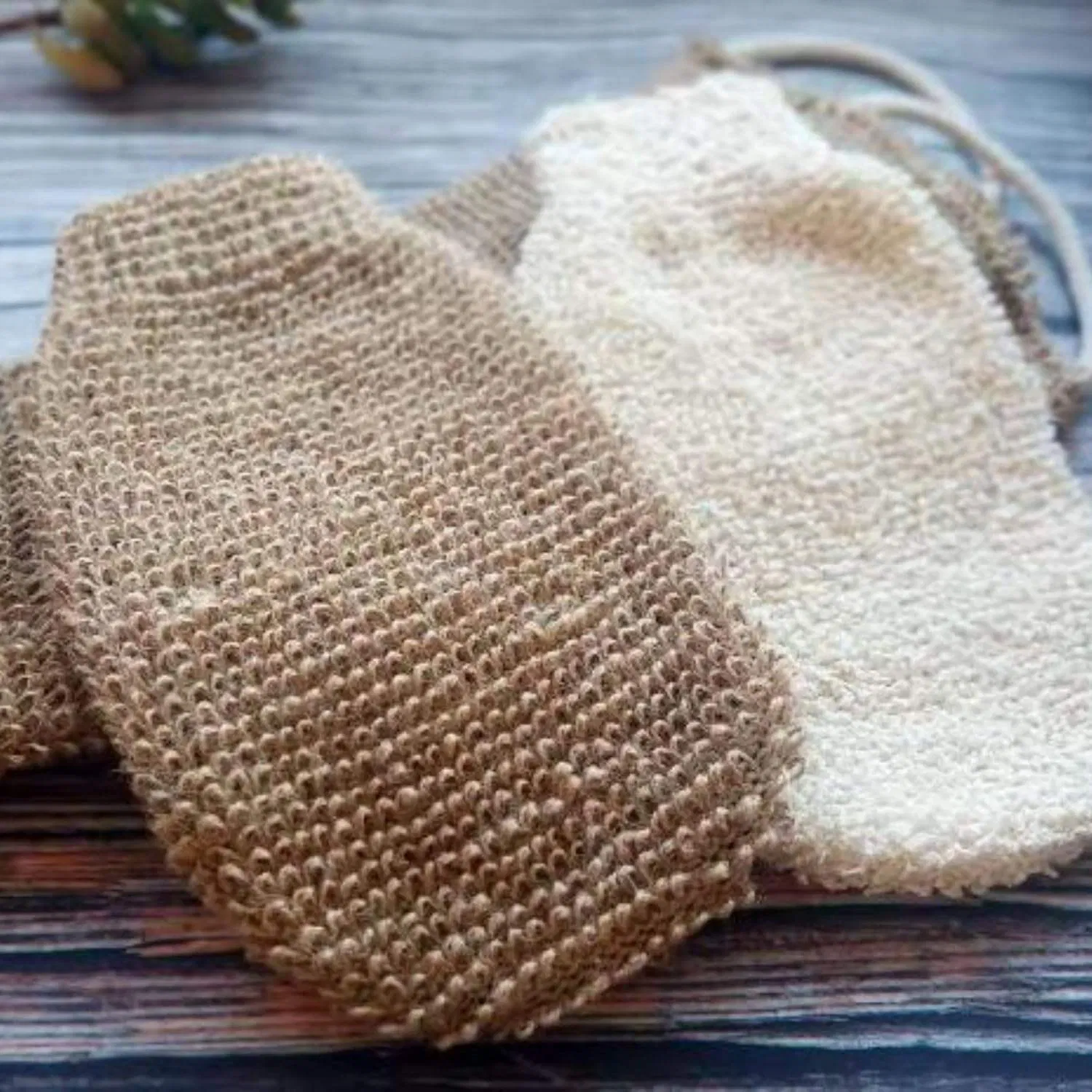 Natural Jute Exfoliating Gloves Eco Friendly Double Sided Hemp Scrub Gloves Remove Dead Skin Bath Gloves