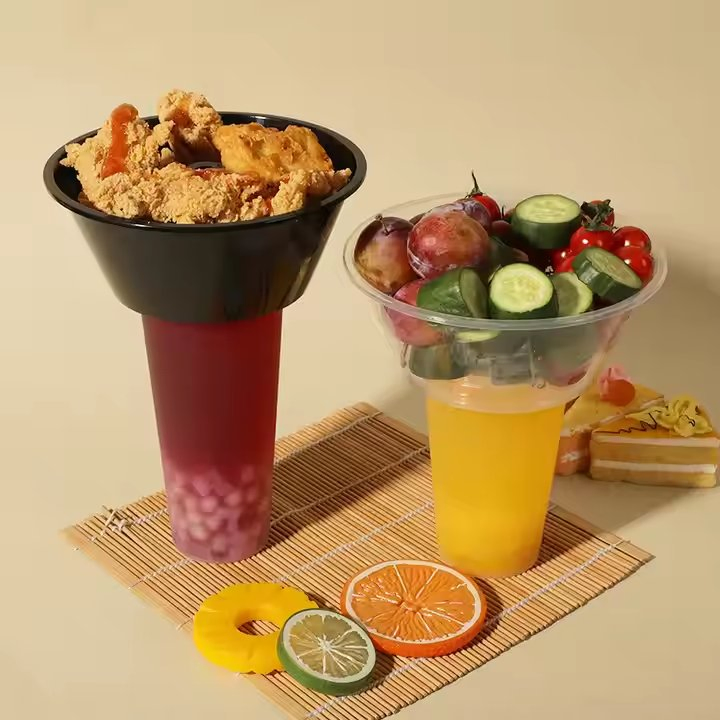 Snack Drink Cup with Straw Custom Fried Chicken Snack Bowl Hotpot Cup