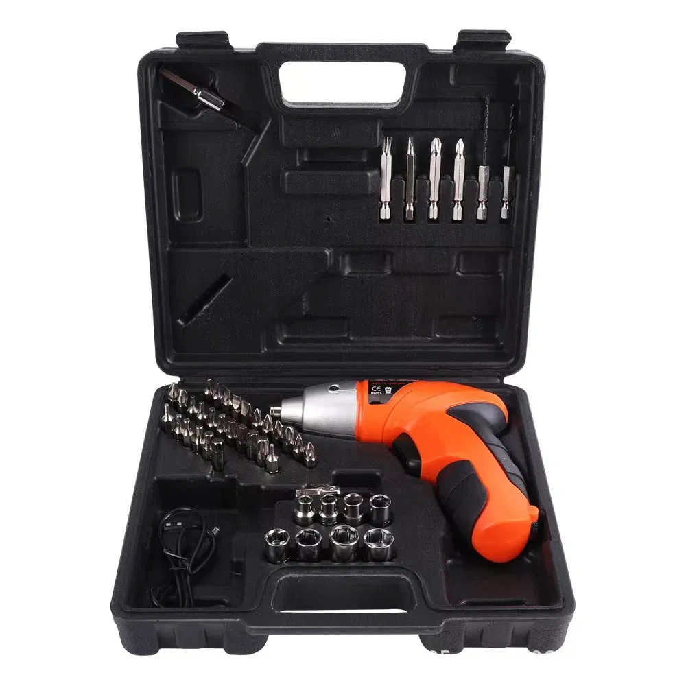 45PCS Cordless Electric Screwdrivers Set with Pistol Grip Hex Bits