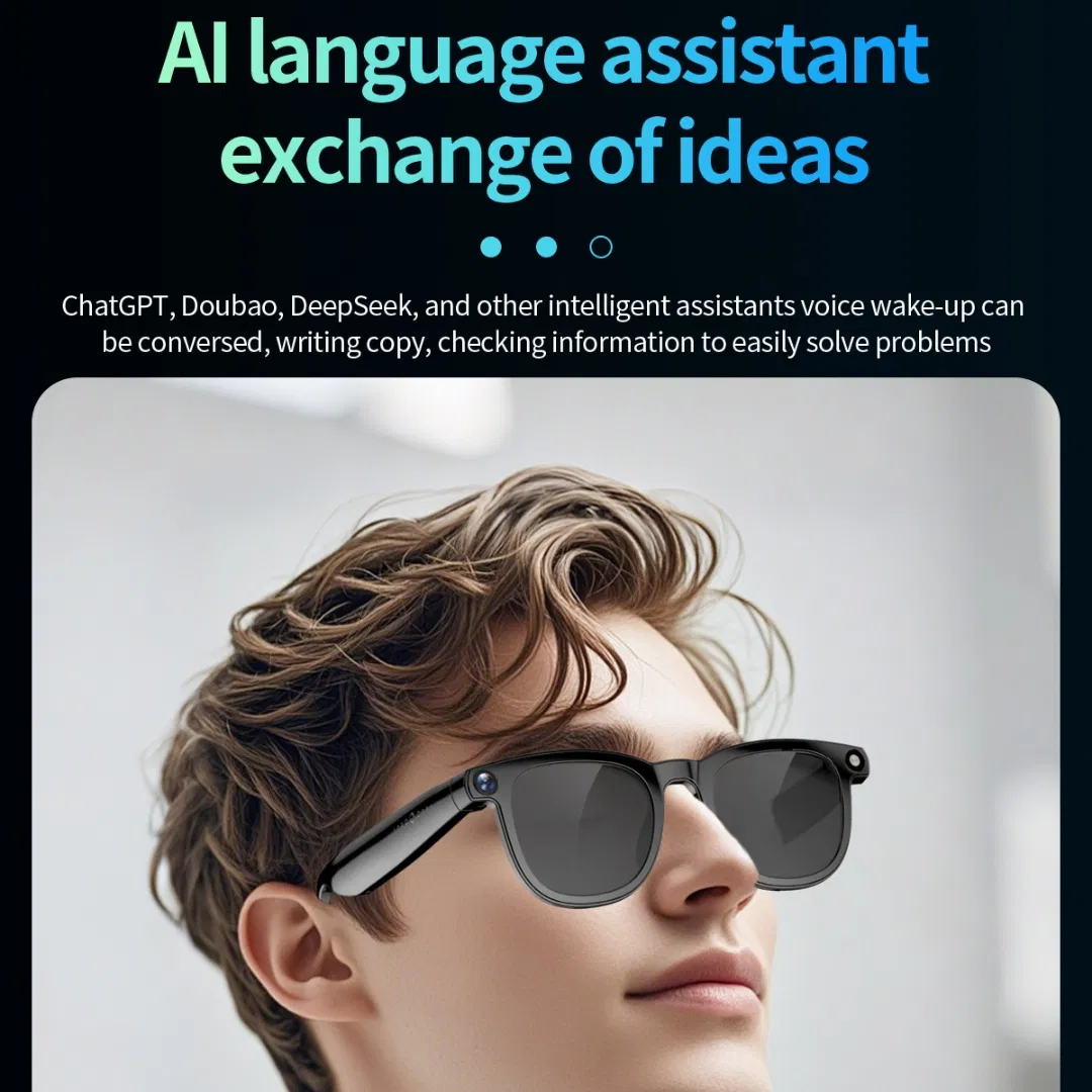 Ai Translation 8MP Eyeglass 360°Surround Sound Eyewear Sunglasses Video Object Recognition Smart Glasses with Camera