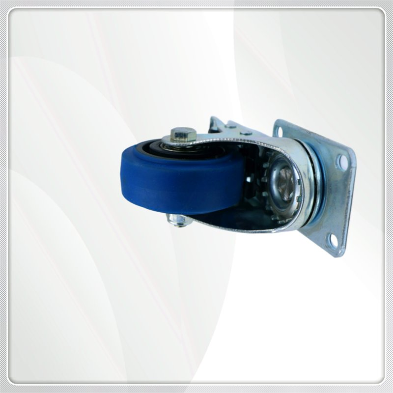 Industrial PU Casters Manual Trolleys Medium-Sized Blue Industrial Equipment Wheels Casters