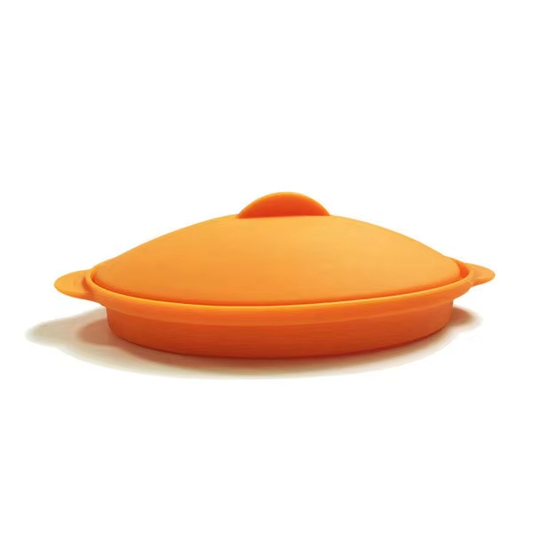 Large Collapsible Oval Microwave Steaming Steam Cooking Silicone Food Steamer with Lid Bowl