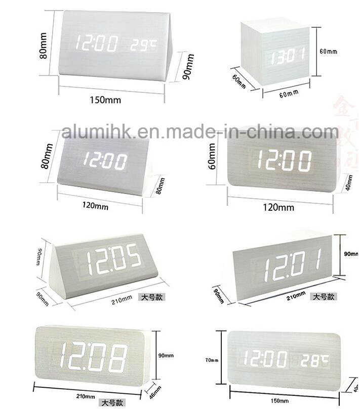 LED Clock Table Wooden Alarm Clock for Hotel Temperature Display