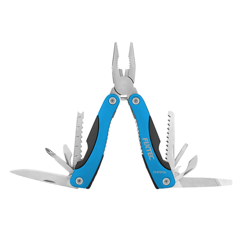 Fixtec Survival Camping Tools Outdoor Folding Hand 15-in-1 Multi Tool Pliers Stainless Steel Scissors Pliers